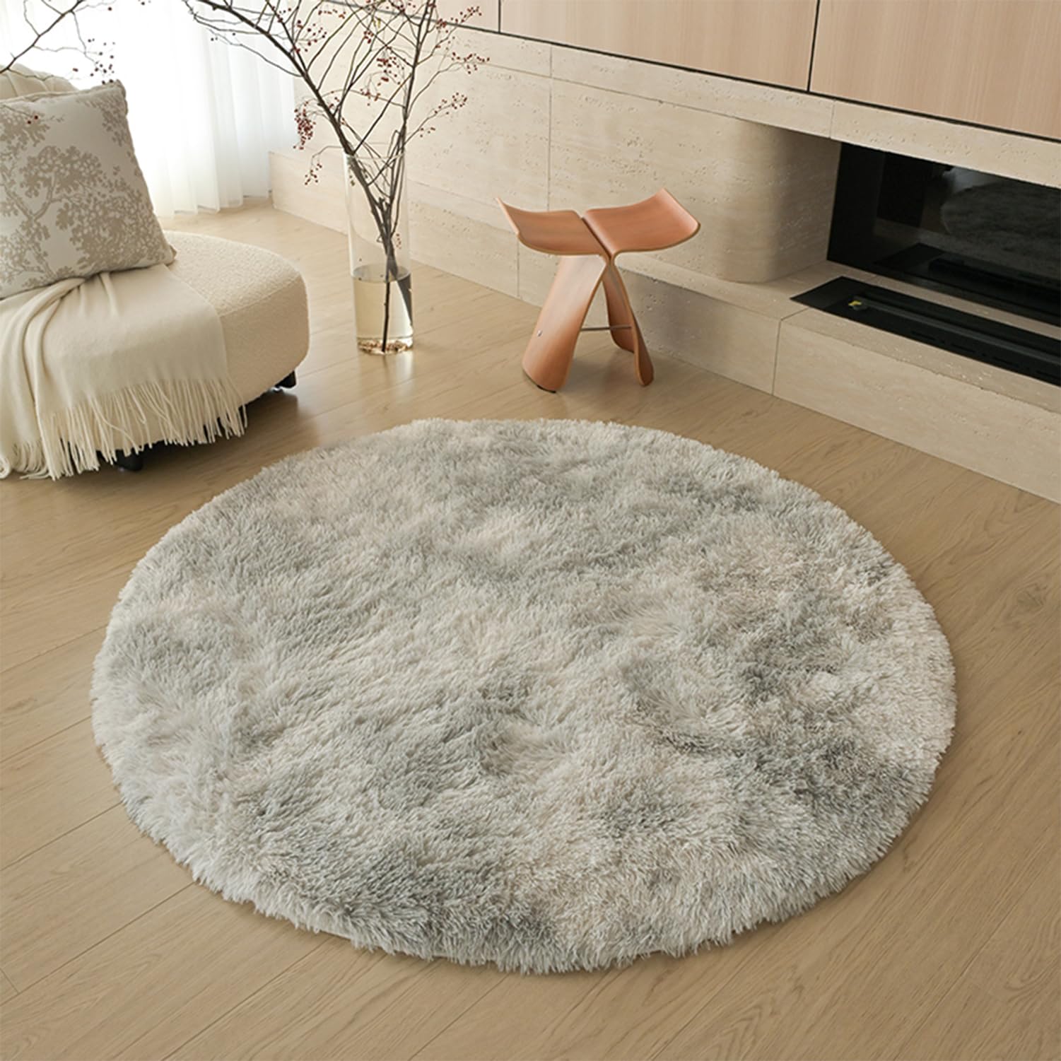 Jyswx Round Shaggy Area Rugs for Living Room, Fluffy Circle Carpet for Bedroom Kids Room, and Nursery - Image 4