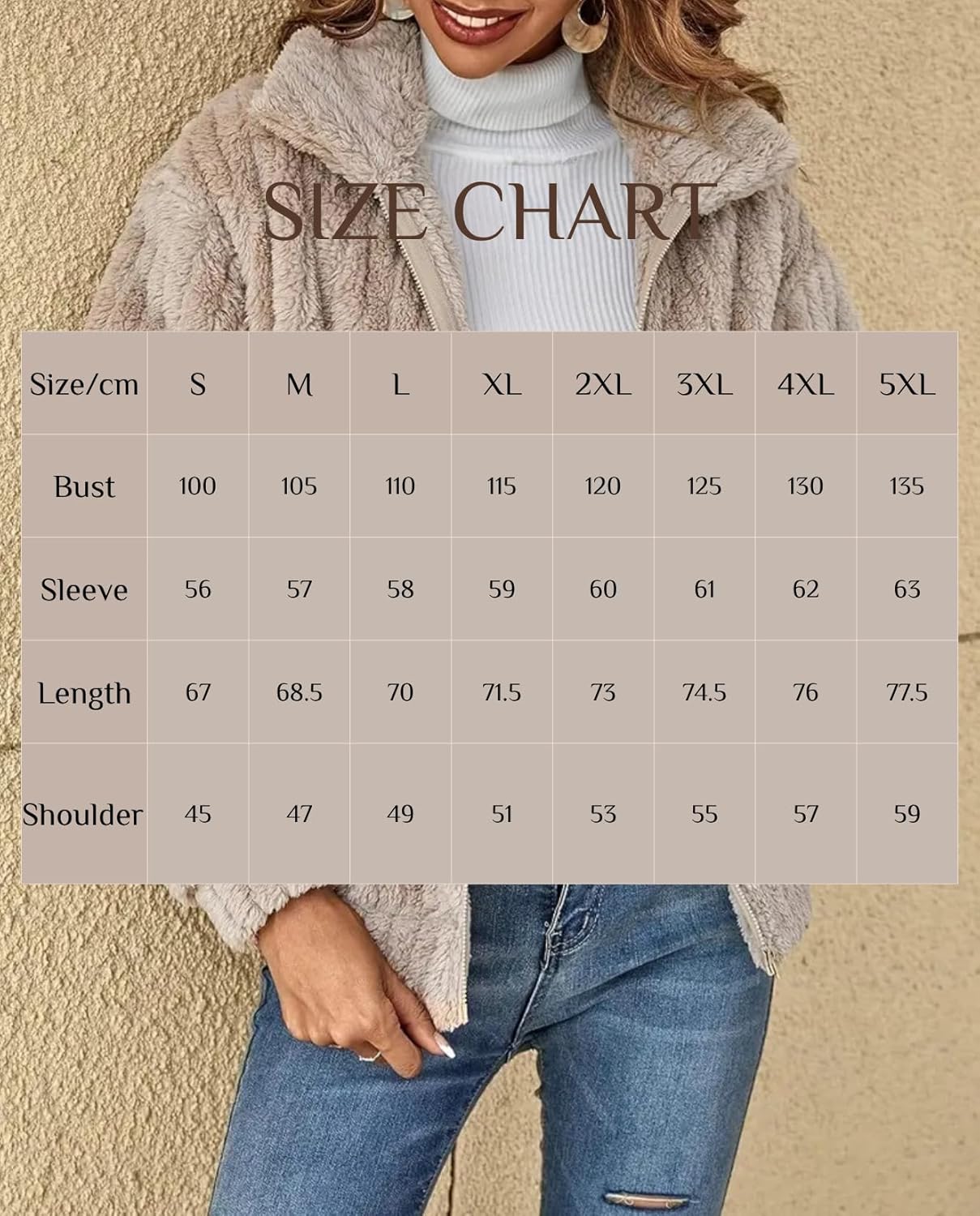 LIZALIG Coats for women Furry Lapel Fleece Cardigan Casual Faux Shearling Zipper Coat Oversized Plush Jackets