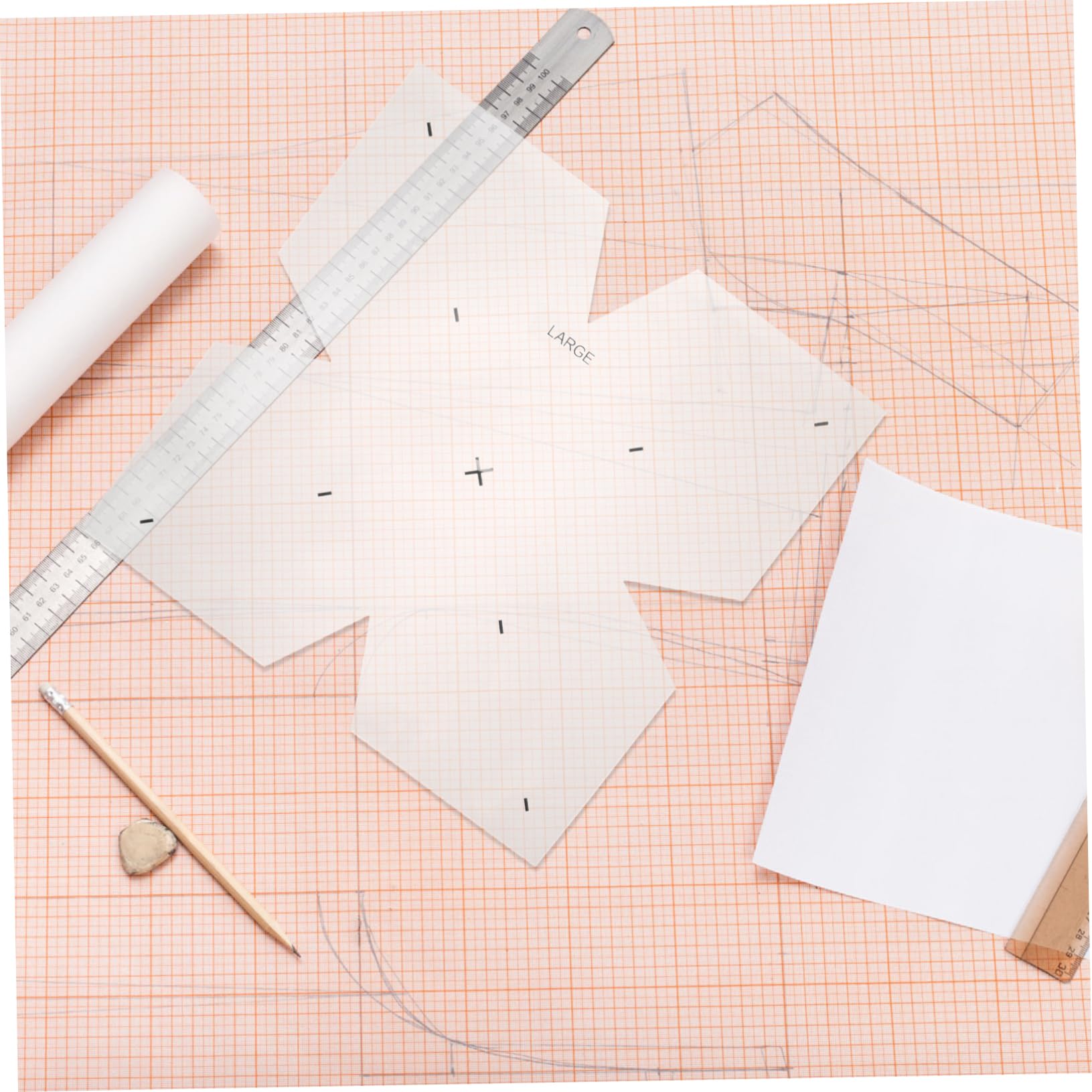 Righello in Acrilico Trasparente Modello Per Patchwork Righello Per Cucito Modello Utile Per Quilting Articoli Per Cucire Per Tovagliette e Ciotole