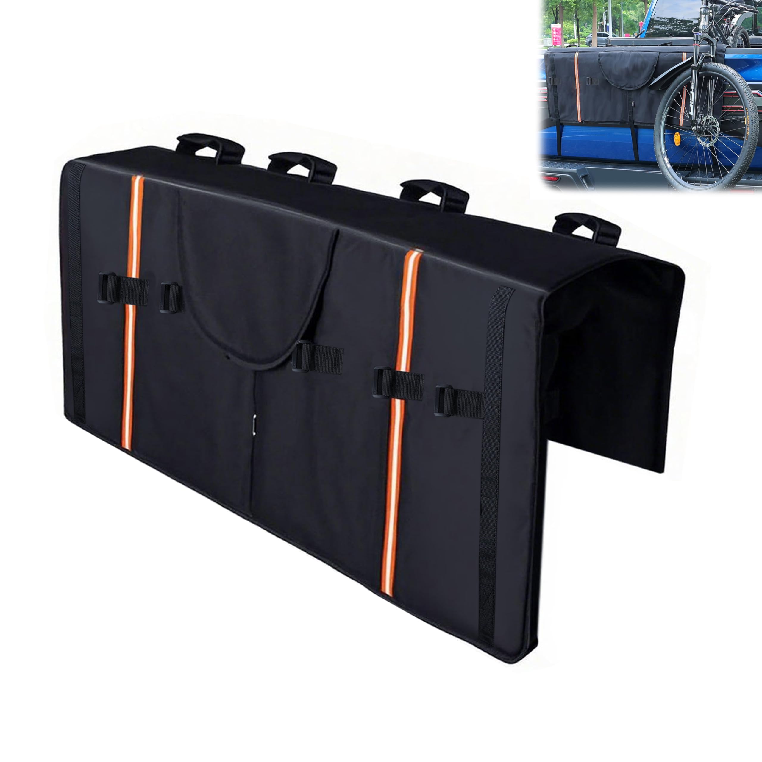 Photo 1 of Amooca Tailgate Pad for Mountain Bikes Pickup Truck Tailgate Protection Pad with 2 Tool Pockets 42'' Wide for 4 Bicycles