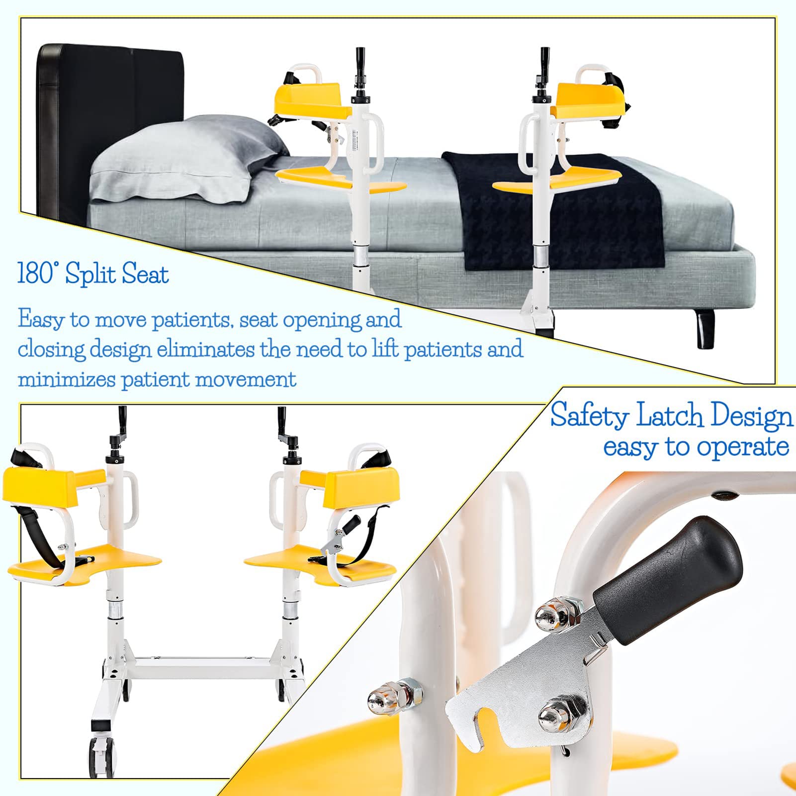Elevador para Silla De Ruedas, Grúa para Elevación Y Traslado De Pacientes, Silla de Ruedas Elevadora de Enfermería, Carga Máxima: 100 kg/220 Libras, Amarillo