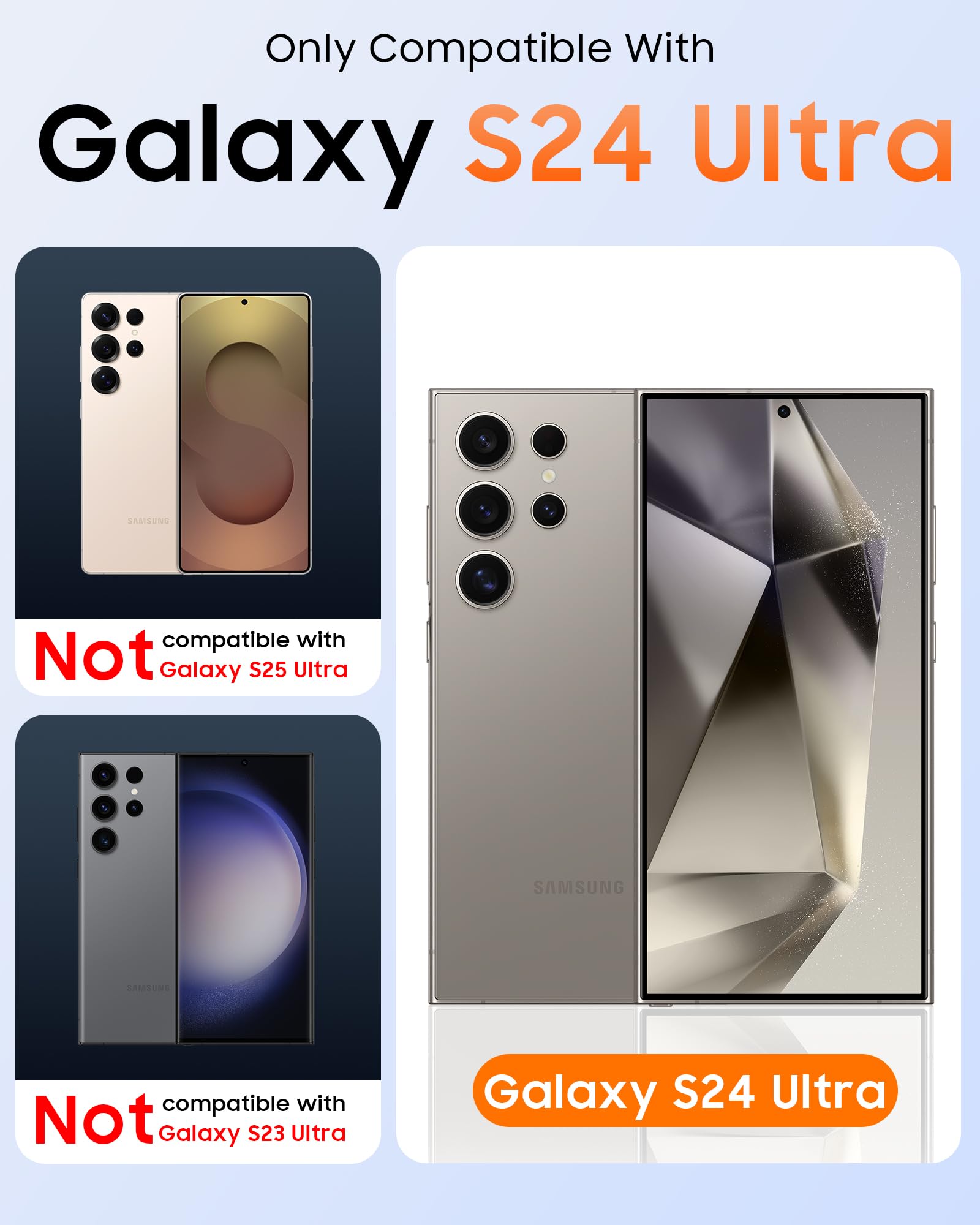 Funda tipo cartera para Samsung Galaxy S24 Ultra con bloqueo RFID, tarjetero, cubierta para lente de cámara deslizante, borde de silicona elevado, funda resistente para teléfono Galaxy S24 Ultra