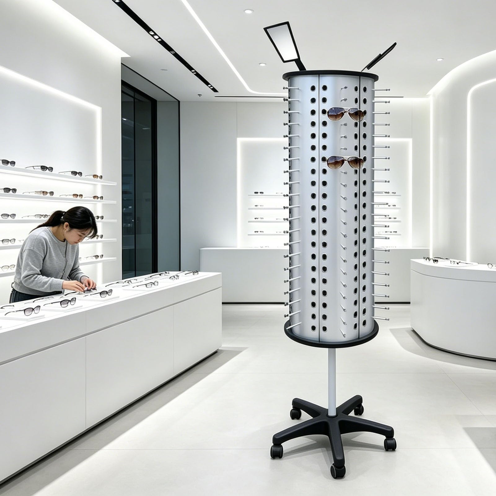 Genérico Soporte Giratorio de Pie para Gafas de Sol de Metal, Soporte Comercial para Gafas de Lectura de Alta Capacidad, Estante para Almacenamiento de Gafas, para El Hogar O Tienda de Gafas