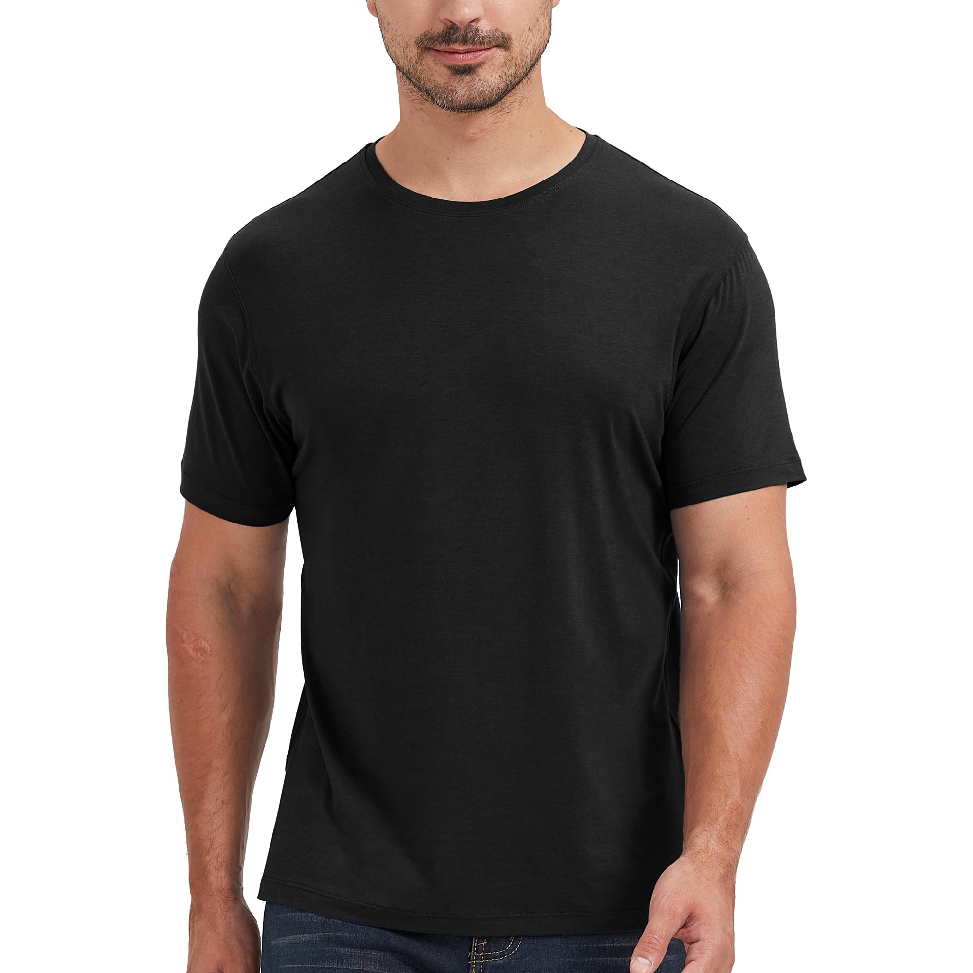 netdraw Mens Ultra-Soft Viscose Bamboo Cotton T-Shirt Crew Neck Short Sleeve Casual Lounge Dressy Undershirt Tee
