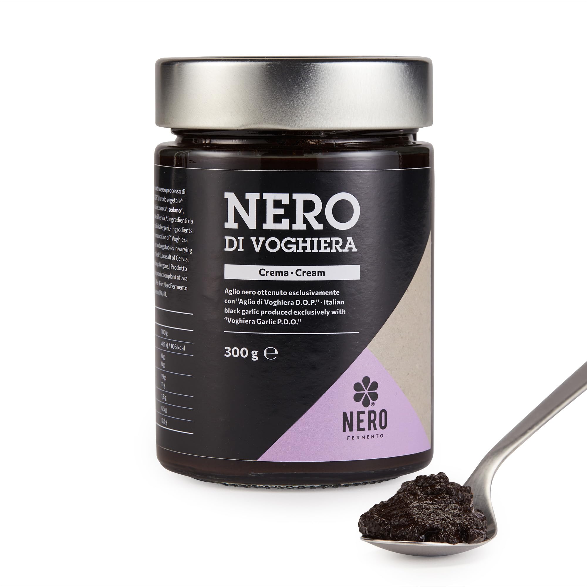 NERO FERMENTO NV Crema Spalmabile di Aglio Nero prodotto con Aglio di Voghiera D.O.P. 300 gr Ricco di Antiossidanti e Senza Conservanti, Ottimo su crostini, grissini o per condire paste