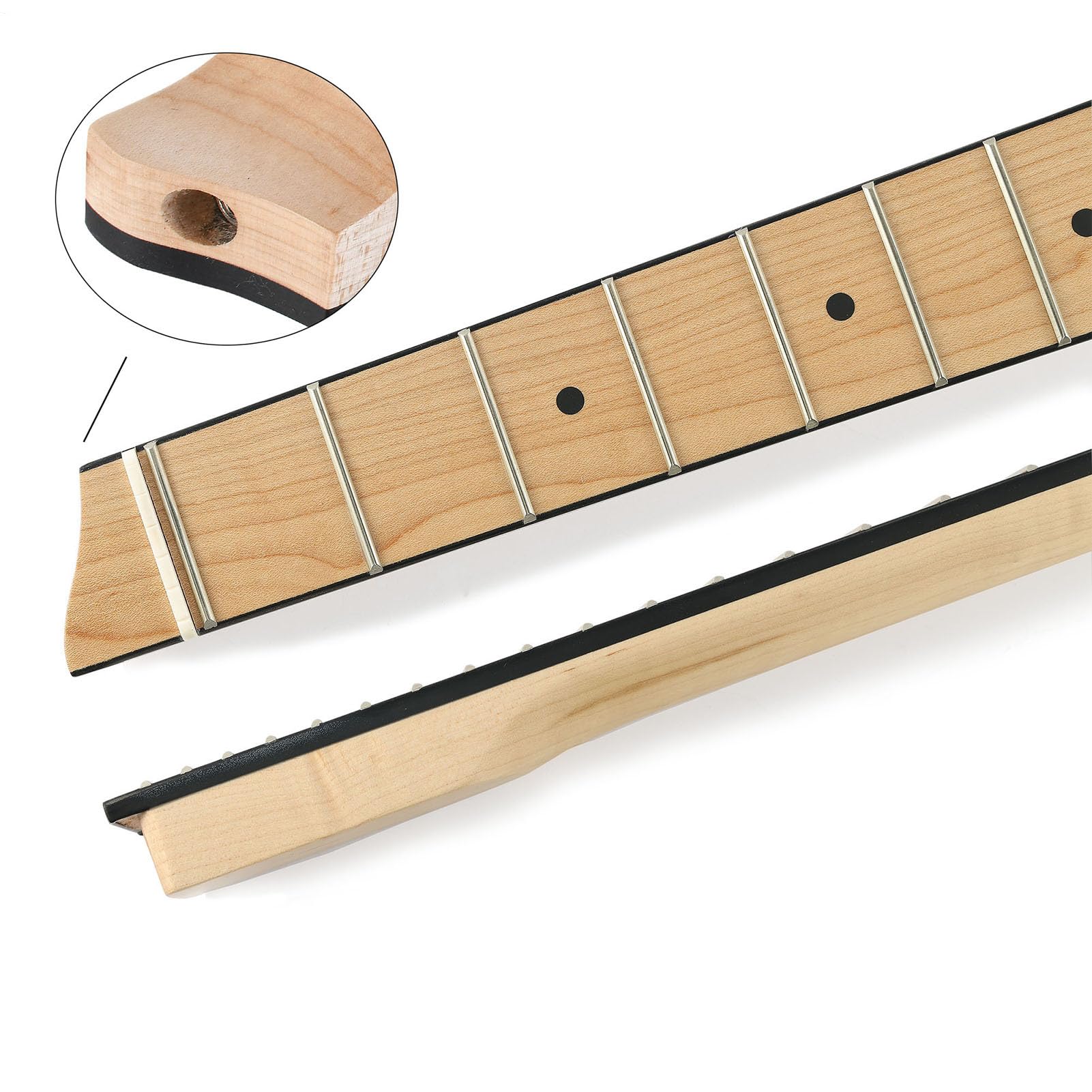 Manico per chitarra elettrica | 25 tasti di ricambio per tastiera in legno | d'acero | 25-Fret Headless Guitàr Néck | Manico in acero palissandro Sostituzione Guitàr in palissandro