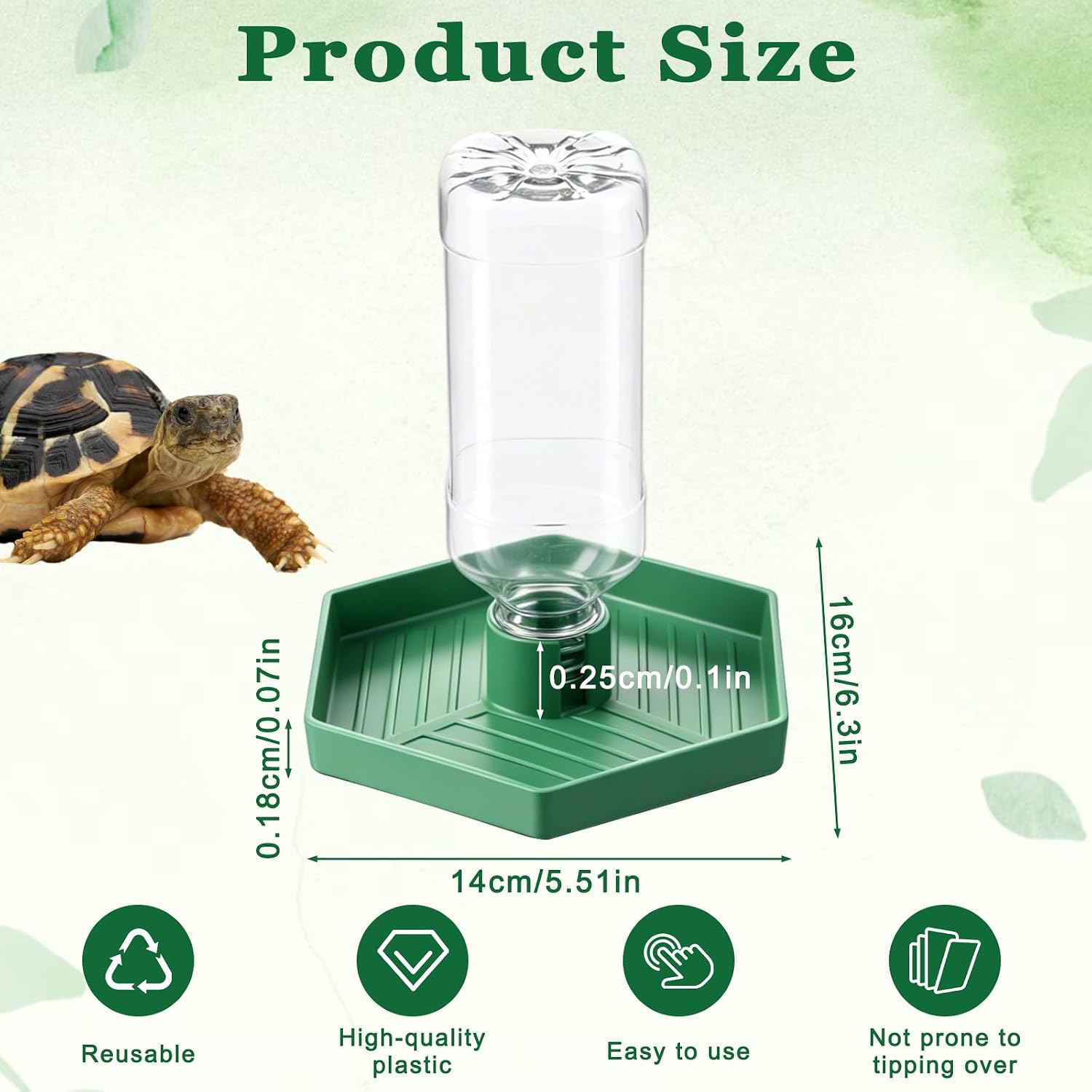 Reptile Water Dispenser, Tortoise Water Dish Bearded Dragon Water-Bowl image 2