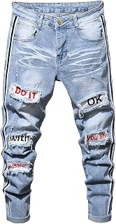 Boy Skinny Jeans Fit Ripped Destroyed Distressed Stretch Slim Jeans Pants