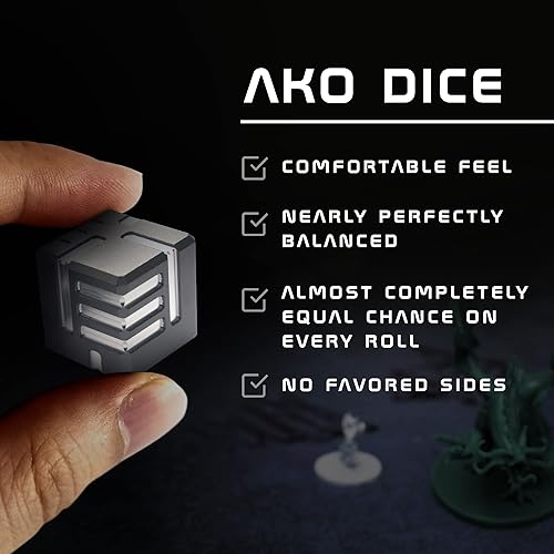Miniatura 6 de AKO DICE I - Gunmetal - Dados de metal personalizados versión 1 de AKO Dice. Dados de juego D6 de 0.630in con concepto de rediseño.