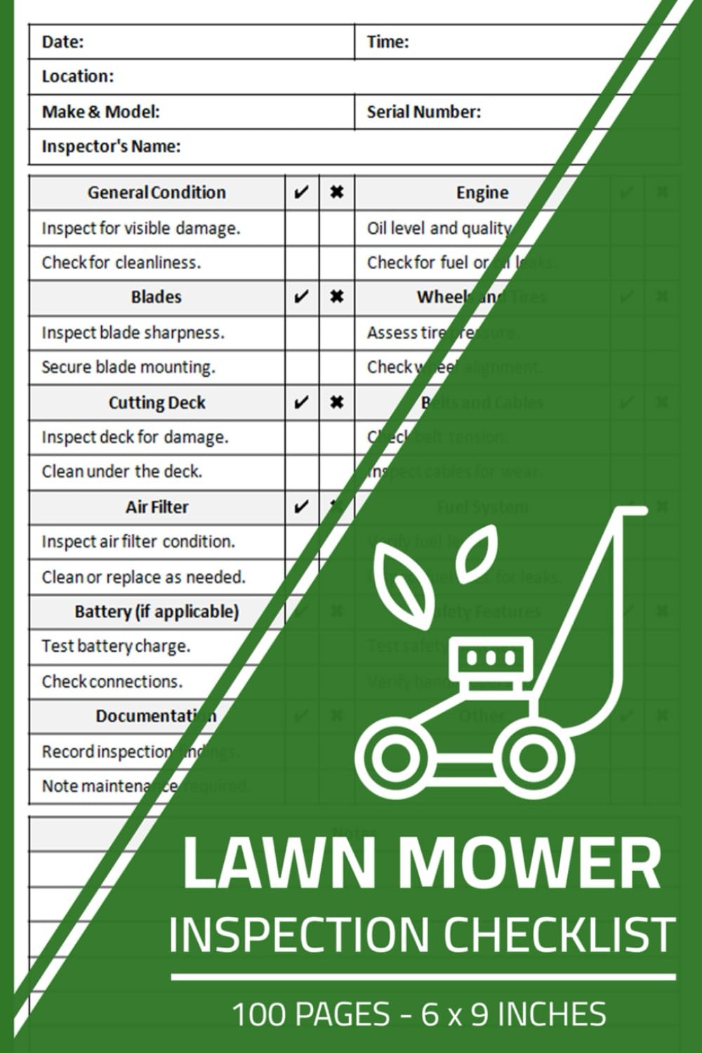 Picture of Lawn Mower Inspection Checklist: Lawn Mower Pre-Start Inspection Report ...