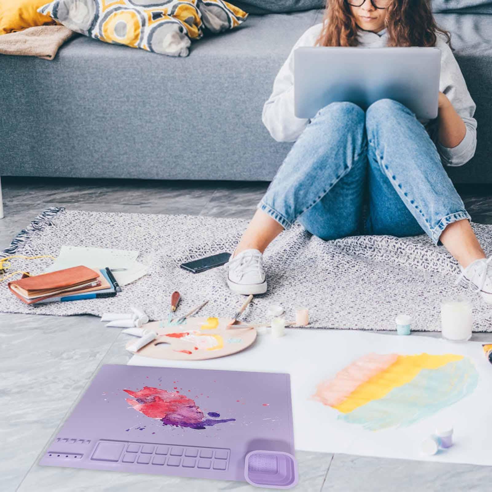SOQKEEN Siliconen mat, oranje, 51 x 41 cm, creatieve mat, multifunctioneel, antislip, schildermat voor hars, klei, aquarel en doe-het-zelfprojecten