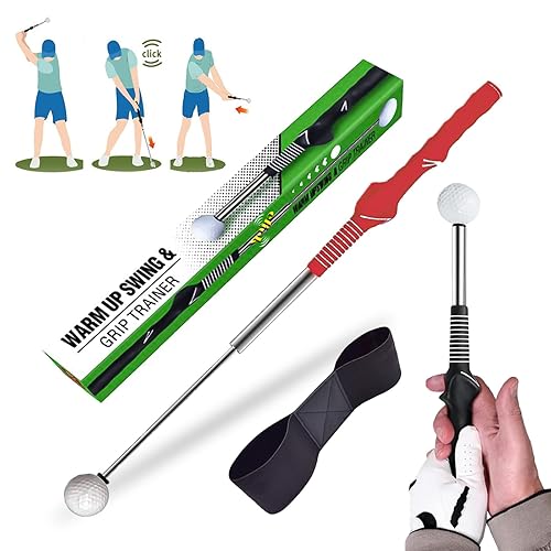 Retractable Golf Swing Training Aid, Golf Grip Trainer with Click