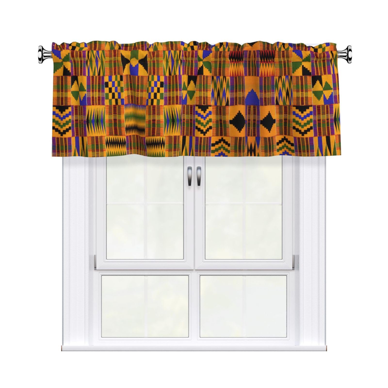 aacxzff African Ethnic Pattern Print Curtain Valance 54"x18" (WxL) for Kitchens Bathrooms Bedrooms Balconies Living Rooms