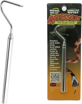 Portable Mini Snake Hook Collapsible Stainless Steel Snake Tongs and Reptile Supplies Hook Retractable Catching Snake Handling Tool 16cm to 68cm