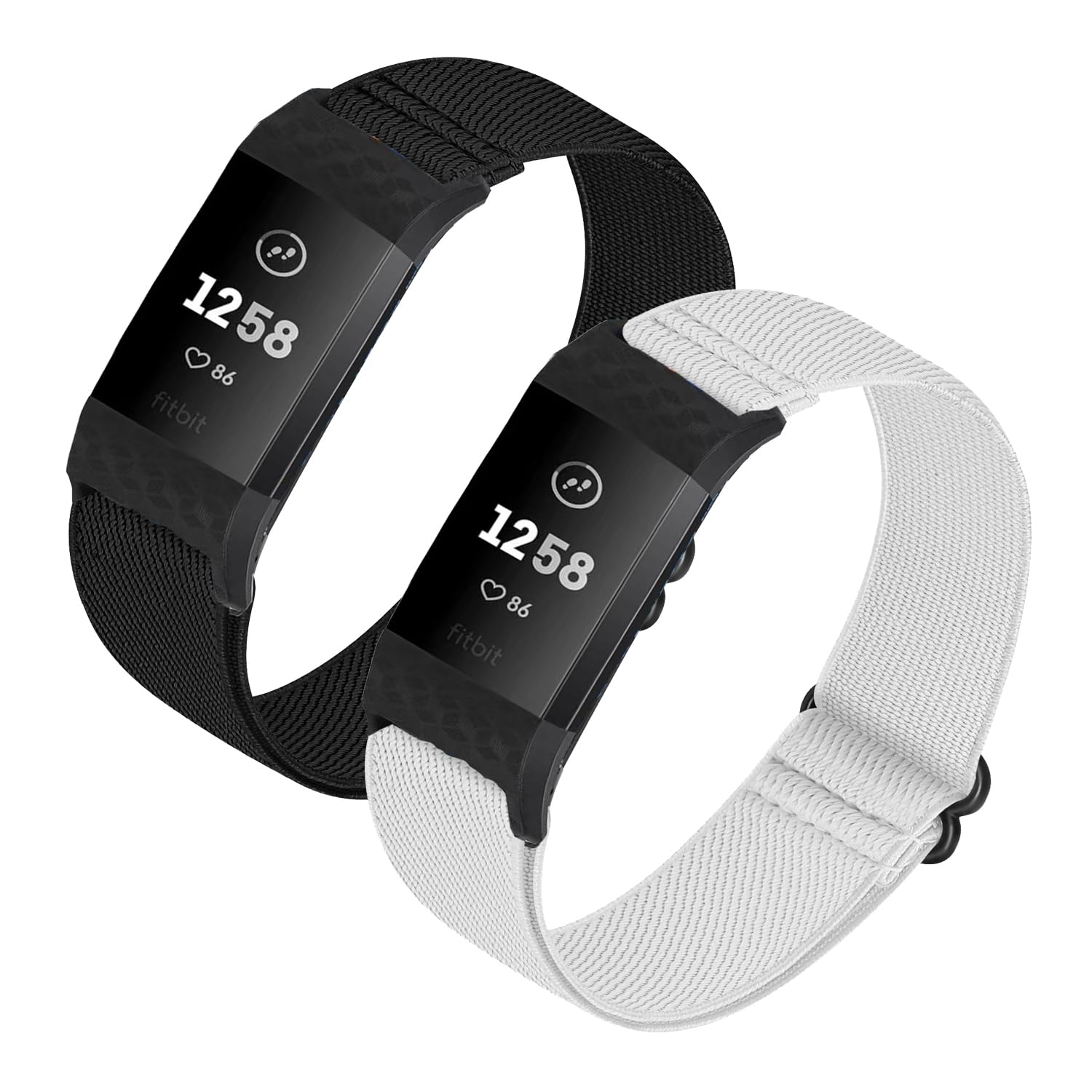 HUYIIO 2 Pack Adjustable Elastic Watch Strap Compatible with Charge 2 Straps, Soft Breathable Nylon Sport Band Stretchy Replacement Wristband For Women Men