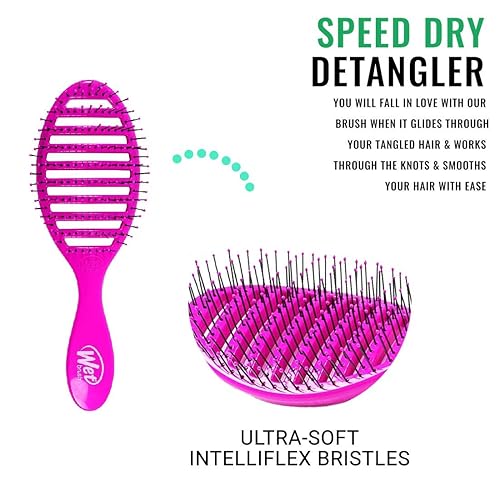 Miniatura 2 de Wet Brush Speed Dry Detangler (rosa): ergonómico, cerdas flexibles de calor, secado por soplado, nudos desenredantes, sin enganches, cepillo