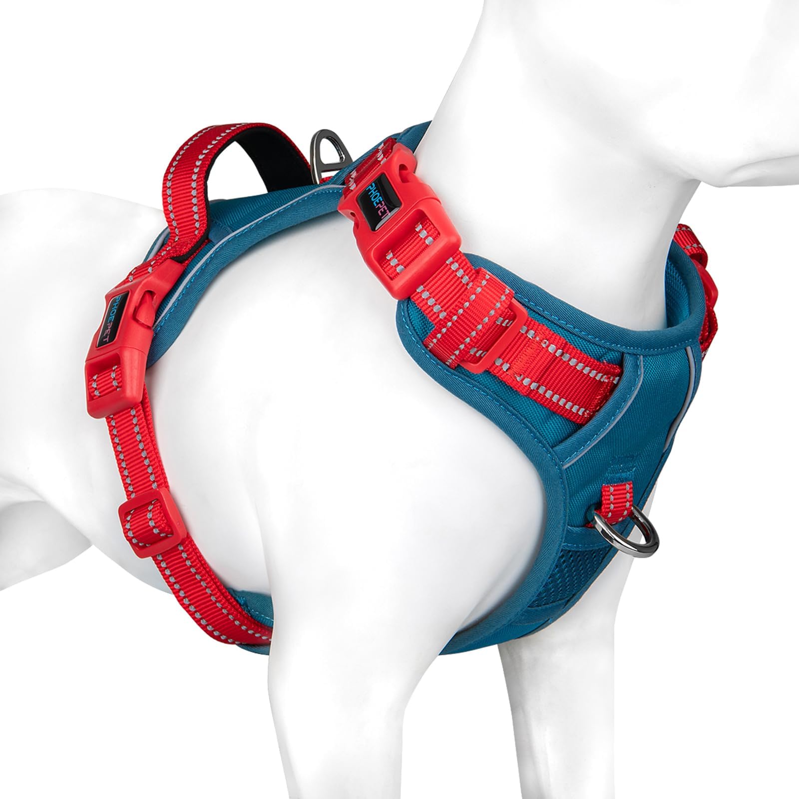 PHOEPET No Pull Dog Harness, Unique Colors Reflective Adjustable Dog Vest, wi...