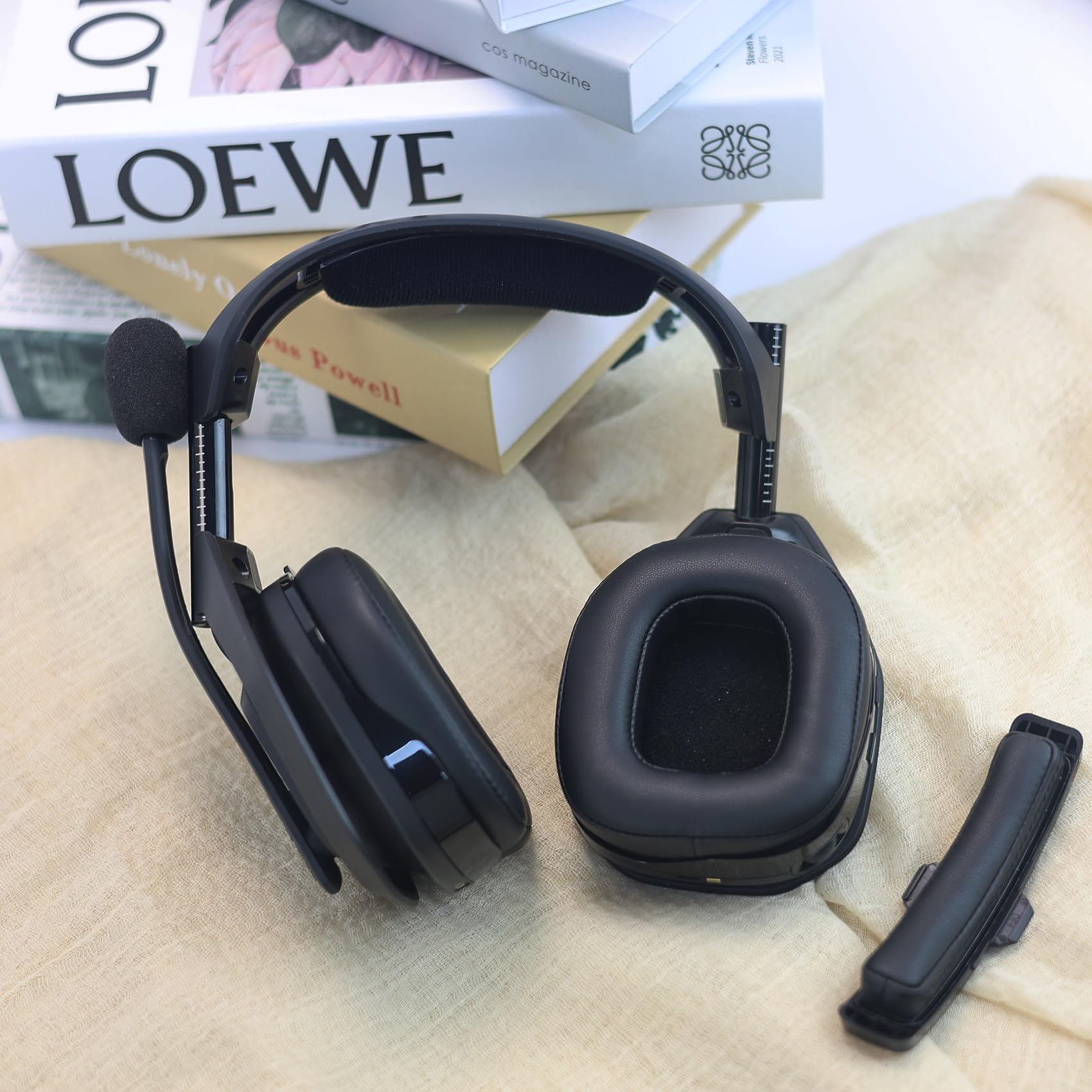 Mod Kit A50 Gen 4 Cuscinetti auricolari di ricambio e fascia di ricambio per Astro A50 Gen 4, cuscinetti auricolari in pelle proteica, schiuma con cancellazione del rumore e durata (nero)