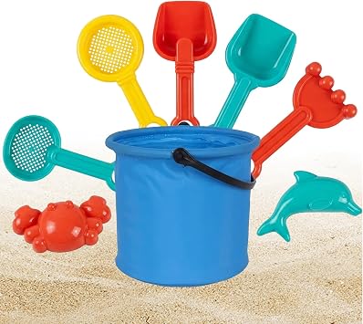 8Pcs Bucket and Spade Beach Set, Beach Toys Collection with Play Sand, Sand Toys for Outdoor Activities, Durable Construction for Long-Lasting Use