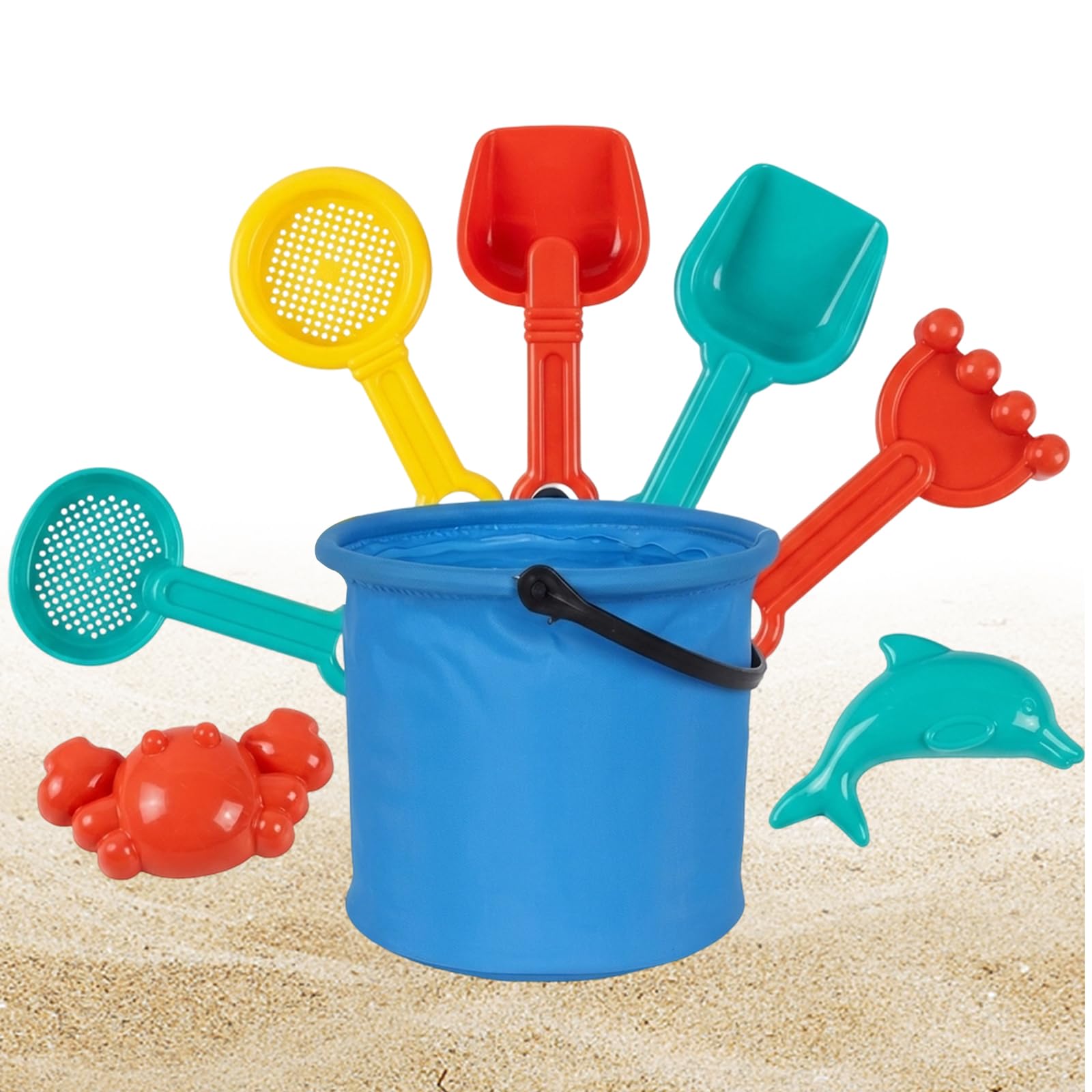8Pcs Bucket and Spade Beach Set Kids, Beach Toys Collection with Play Sand for Kids, Sand Toys for Outdoor Activities, Durable Construction for Long-Lasting Use