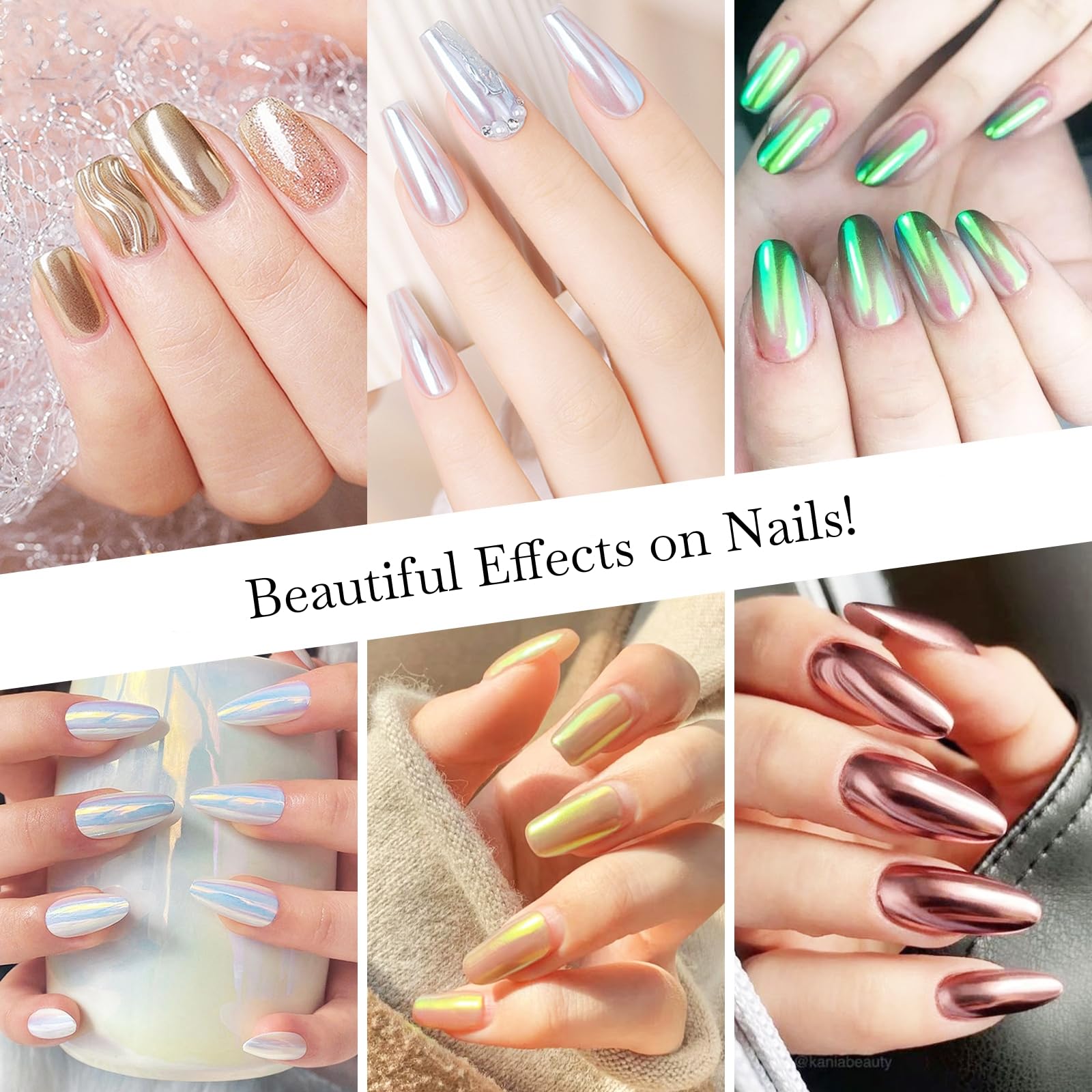 8 BoîTes Chrome Ongles Nail Art, Chrome Nails avec 8 BâTons de Fard à PaupièRes, Poudre NacréE Ongle Nail Art Miroir PigmentéE Perle Holographic Nails Powders DéCoration Design Chromé