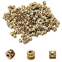 Vista 16 de MroMax Tuercas de inserción moleteadas M2.5, rosca hembra M2.0.197x0.157x0.150 in Tuercas de incrustación de cobre métricas a través de roscado