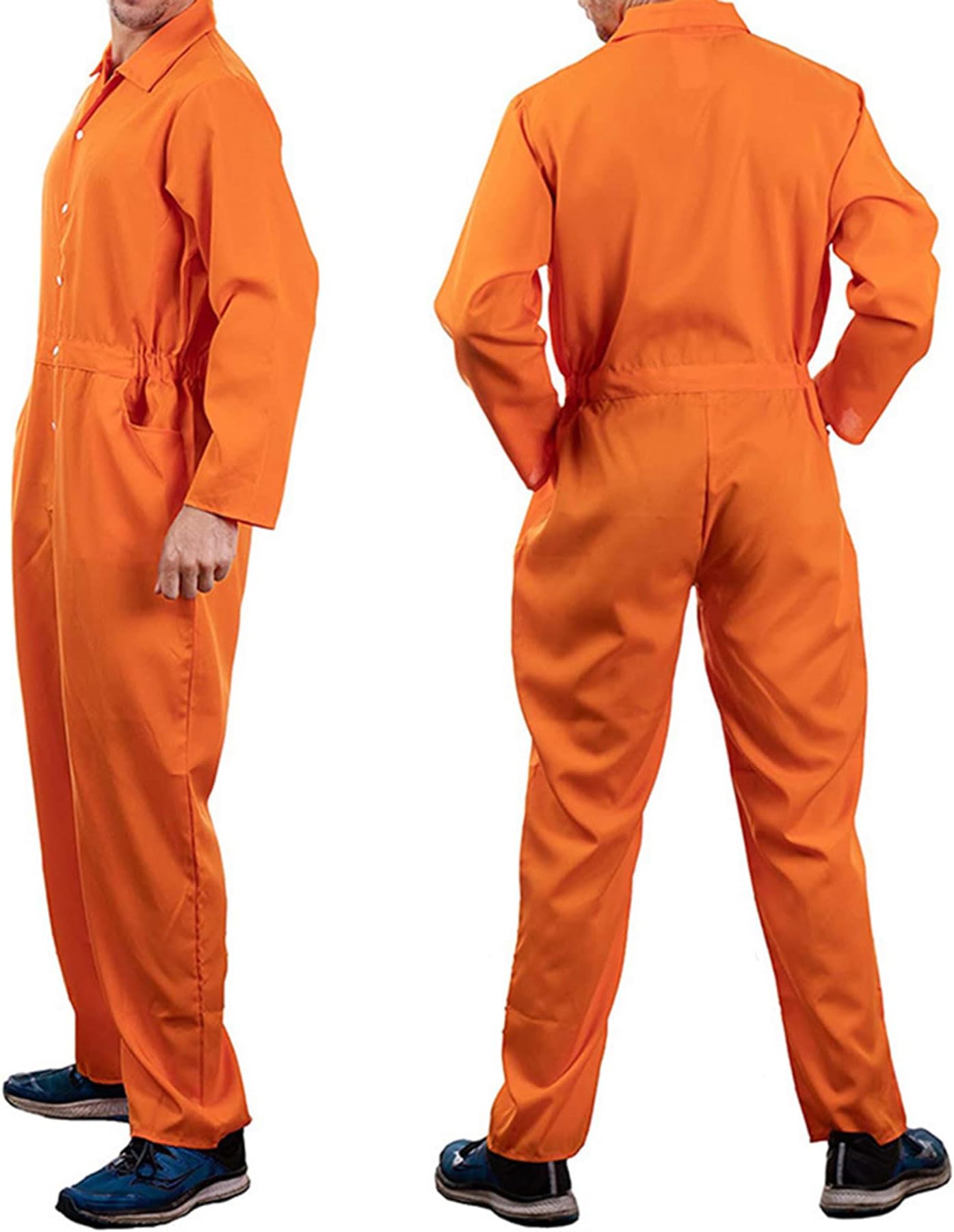 Men's Prisoner Jumpsuit Halloween Horror Movie Costume, Unisex Adult Cosplay Outfit with Handcuffs