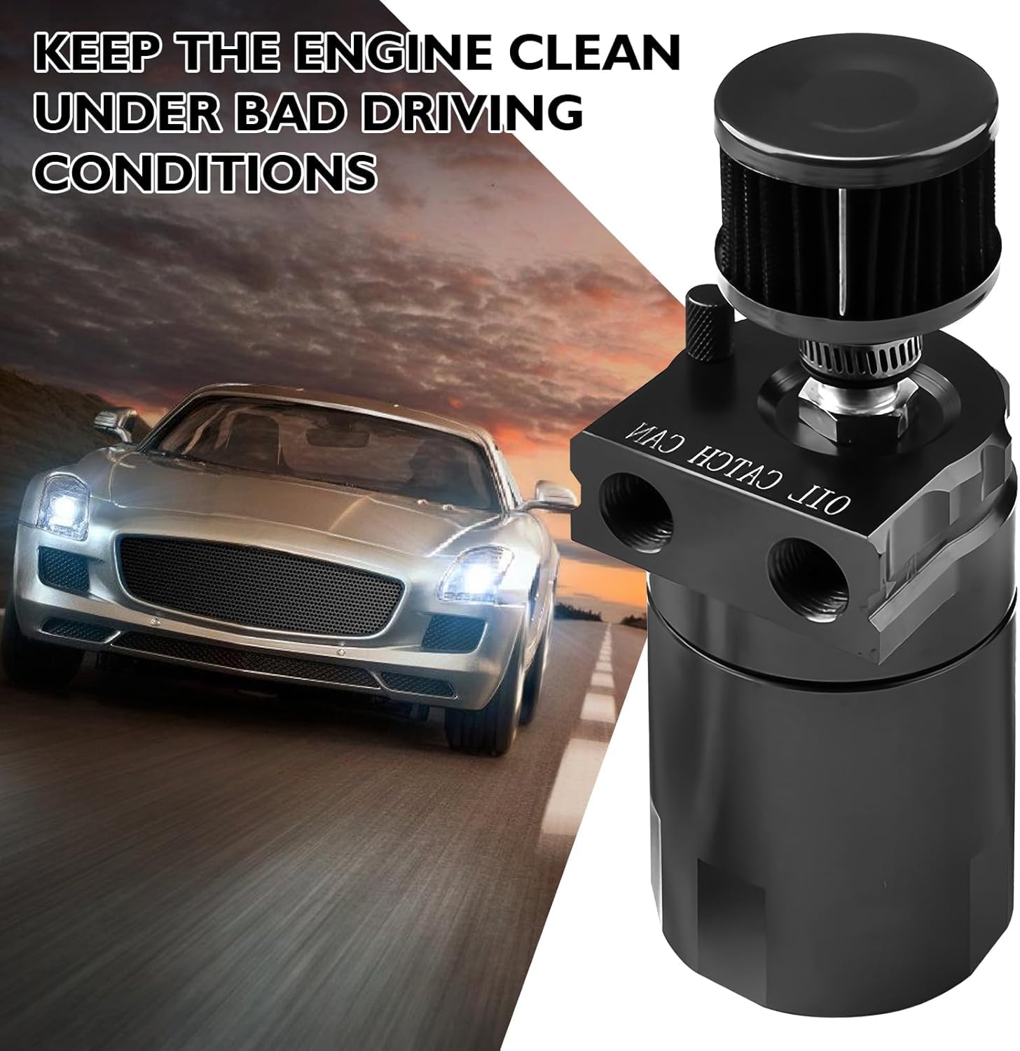 Aicharynic Réservoir de récupération d'huile avec filtre à air, canne à huile de 400ml, réservoir de récupération d'huile en aluminium, réservoir à huile, réservoir de voiture avec accessoires, tuyau