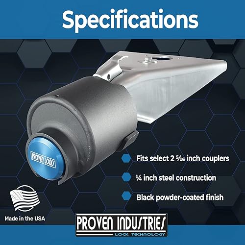 Miniatura 4 de Proven Industries - Modelo 2516, Cerradura para remolque, se adapta a acopladores de 2 516 pulgadas, fabricado en los Estados Unidos, color azul