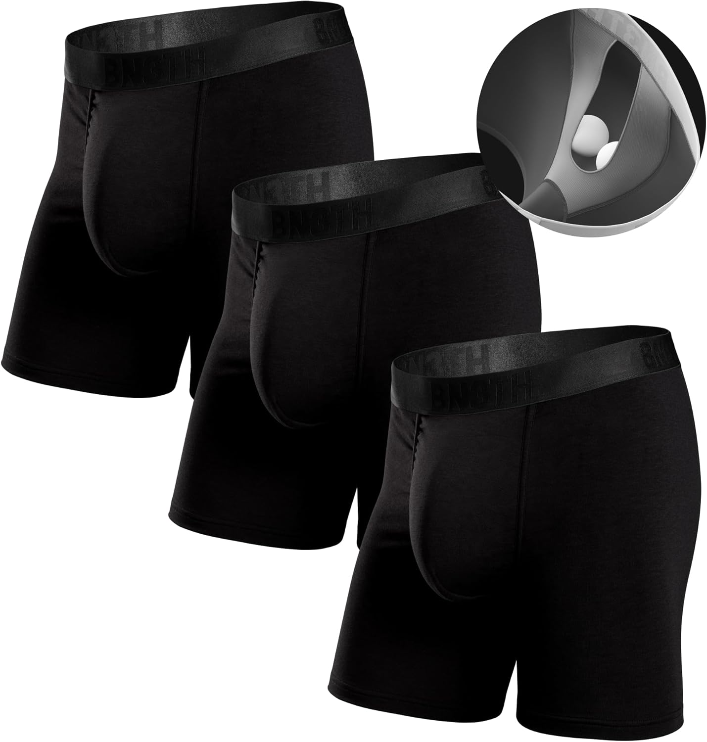 BN3TH Men's Classic Essentials Boxer Briefs, 3-D Pouch, 5.5" Inseam (3pk)