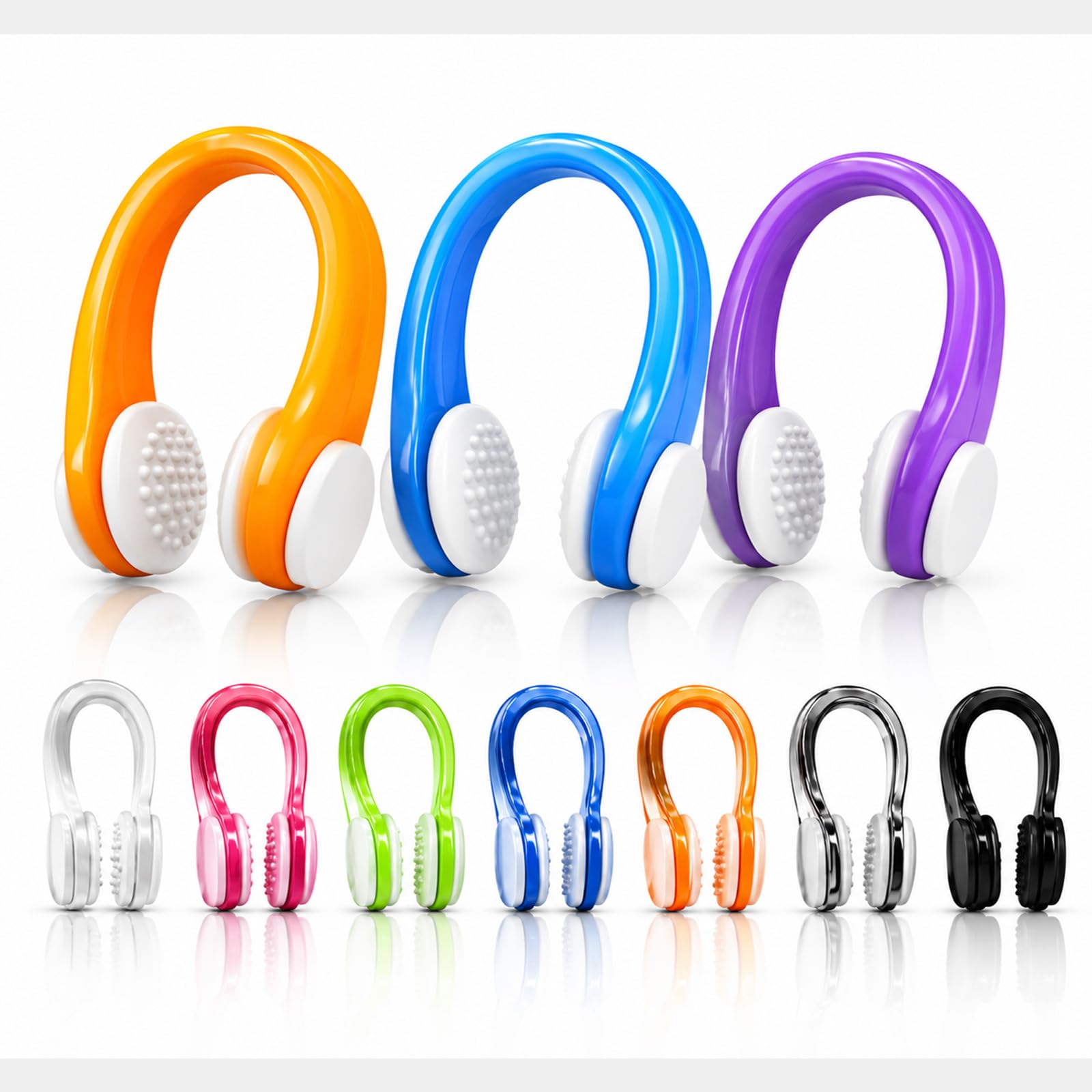 10 Silicone Nose Clips with Storage Box Swim Plugs for Beginners & Adults