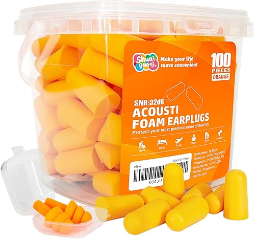 Tapones para los oídos de espuma con cancelación de ruido de 32 db, tapones para los oídos de rebote lento súper suaves desechables o repetitivos,