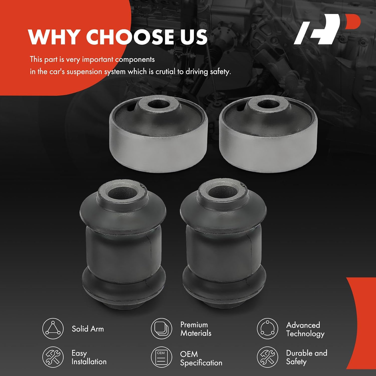 A-Premium 4 x Front Lower Control Arm Bushing Kit, Compatible with Volkswagen Jetta 1999-2006, Golf 1999-2009, Beetle 1998-2010, Jetta City 2007-2009 & Audi TT/TT Quattro 2000