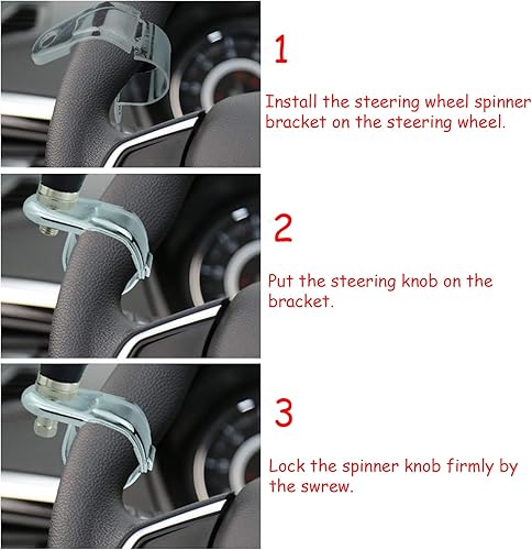 Miniatura 5 de Lunsom Pomo giratorio para volante, accesorio de mango eléctrico suicida en forma de bola, ayuda de giro de automóvil, agarre para la mayoría de