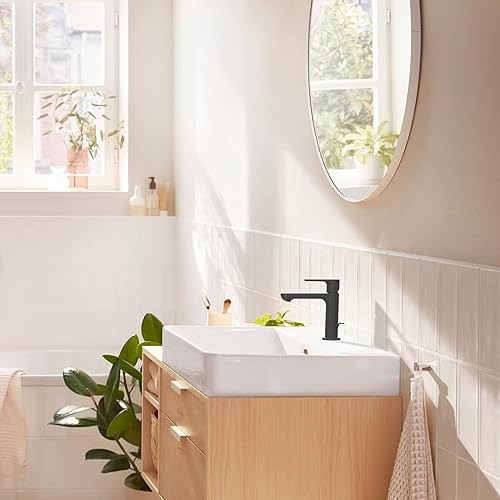 Miniatura 6 de Hansgrohe Rebris S 72517671 - Grifo de lavabo de baño contemporáneo con 1 manija y 1 orificio de 7 pulgadas de alto, negro mate, 72517671