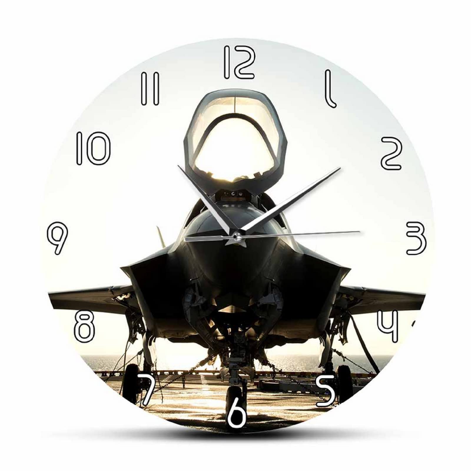 (30cm) Reloj de Pared silencioso sin tictac de diseño Moderno Jet Fighter para Sala de Estar piloto, decoración del hogar de aviación, Relojes, Reloj de Pared