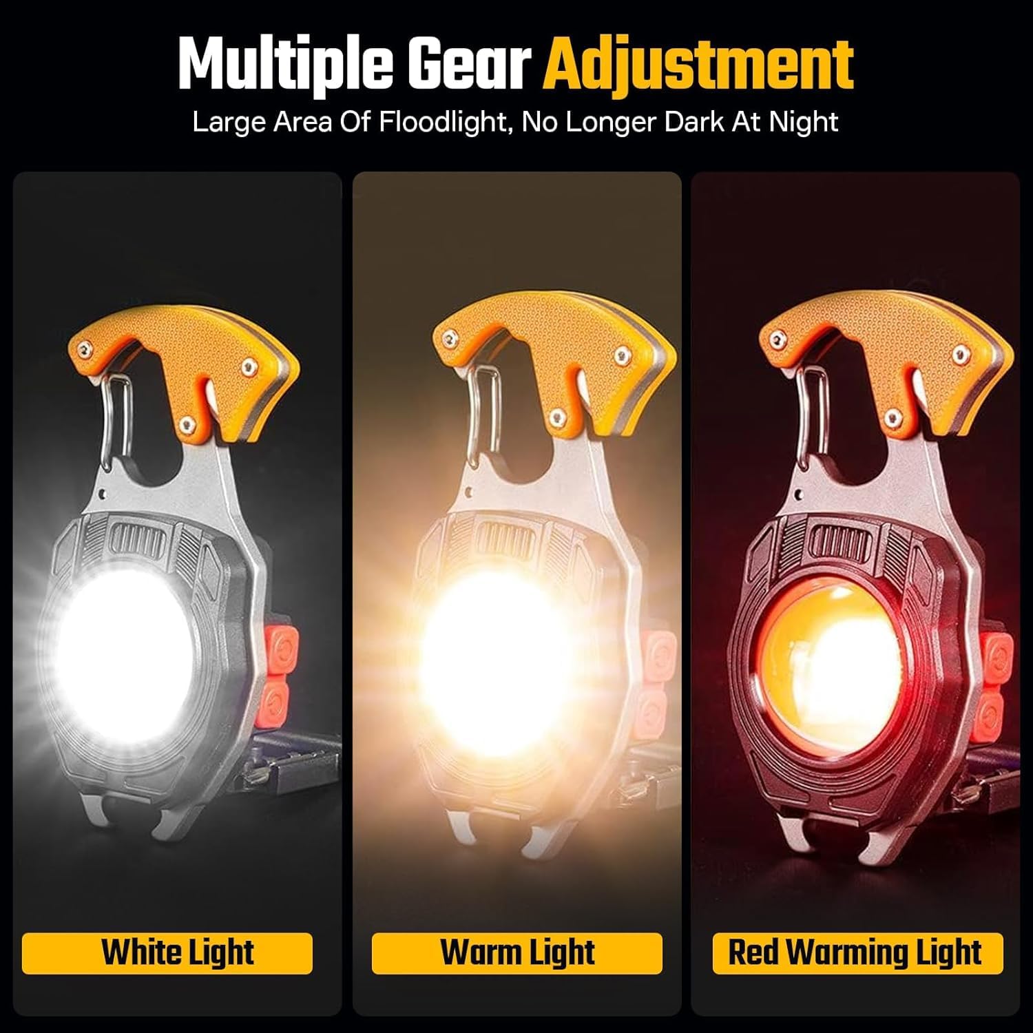 STITCHPAIR Emergency Keychain Work Light Rechargeable Waterproof Portable LED Flashlight with Magnet, Bottle Opener & Cigarette Lighter for Car, Camping & Outdoor Use 3