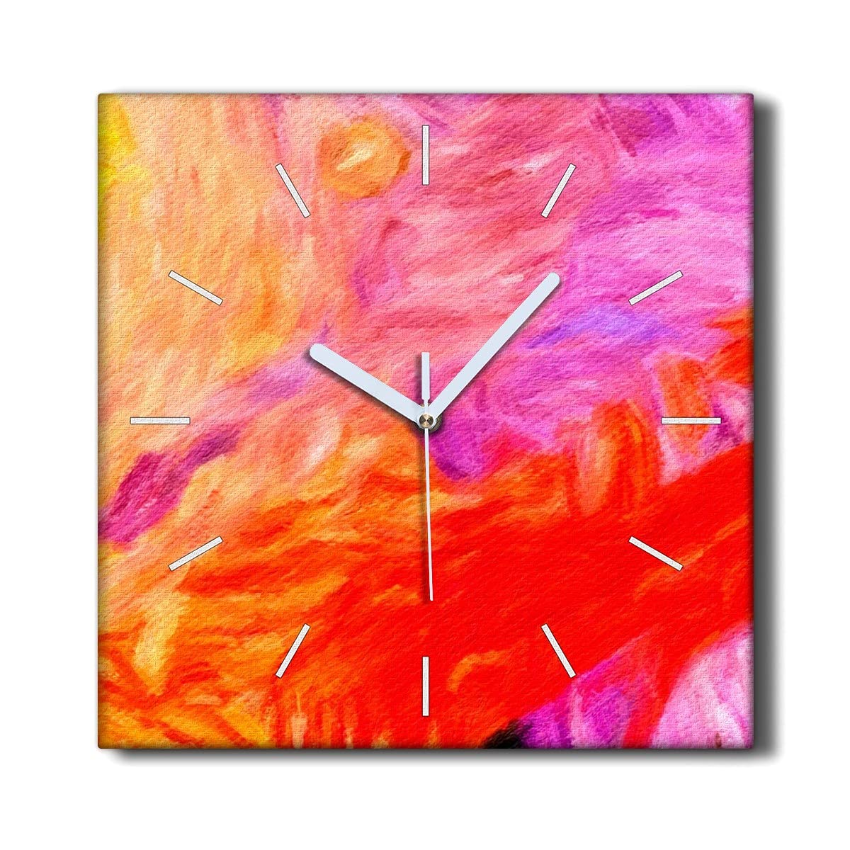 Horloge murale le salon Coloray en toile résumé pastel 30x30cm silencieuse