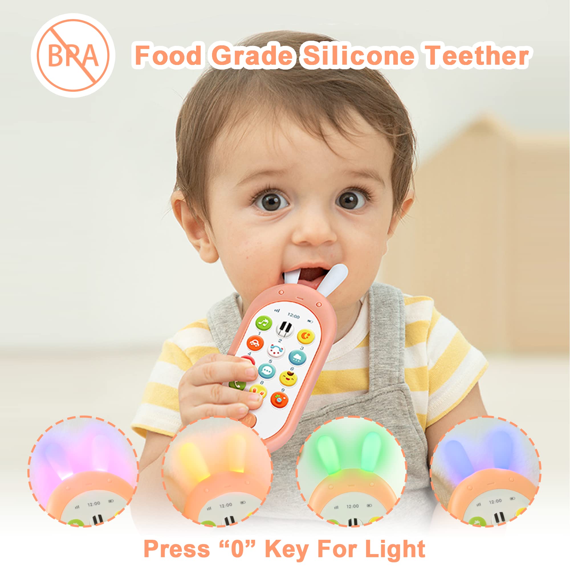 Richgv Telefono Giocattolo per neonato, cellulare giocattolo per bambini. Baby Smart Phone, Giocattoli elettronici per l'apprendimento, Musica, Numeri, Animali.dormire. Regalo per Neonato 6 Mesi +
