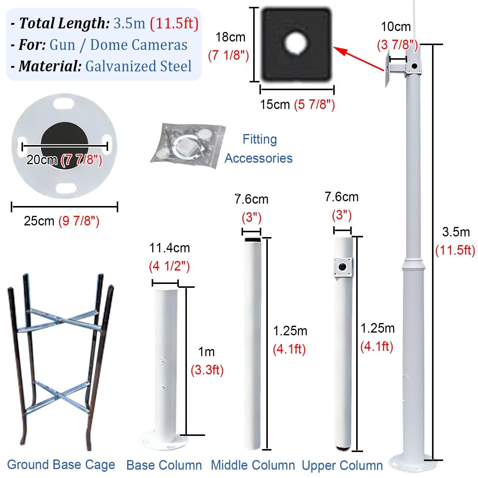 Soporte de poste vertical universal para cámara de seguridad, soporte de poste de vigilancia al aire libre, brazo de monitor de metal, estante de paneles solares