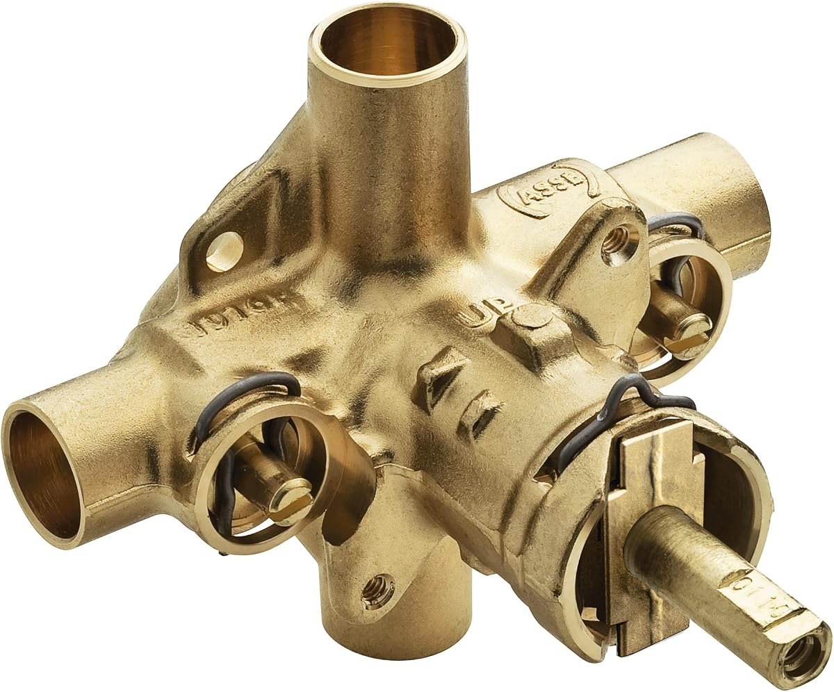 Moen Commercial PosiTemp Válvula de ducha de equilibrio de presión con paradas, conexiones CC de sudor de 1/2 pulgada y paradas de 1/4 de giro, 8371HD