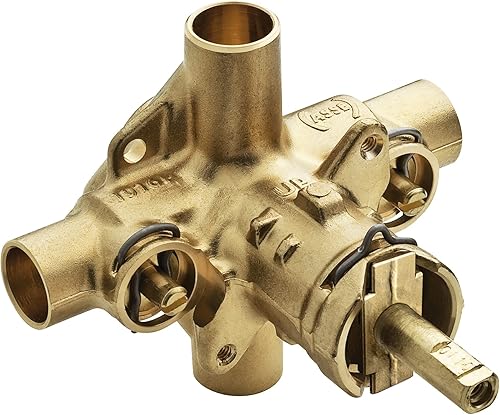 Moen Válvula de ducha comercial PosiTemp de equilibrio de presión con paradas, conexiones de soldadura CC de 1/2 pulgada y paradas de 1/4 de vuelta,