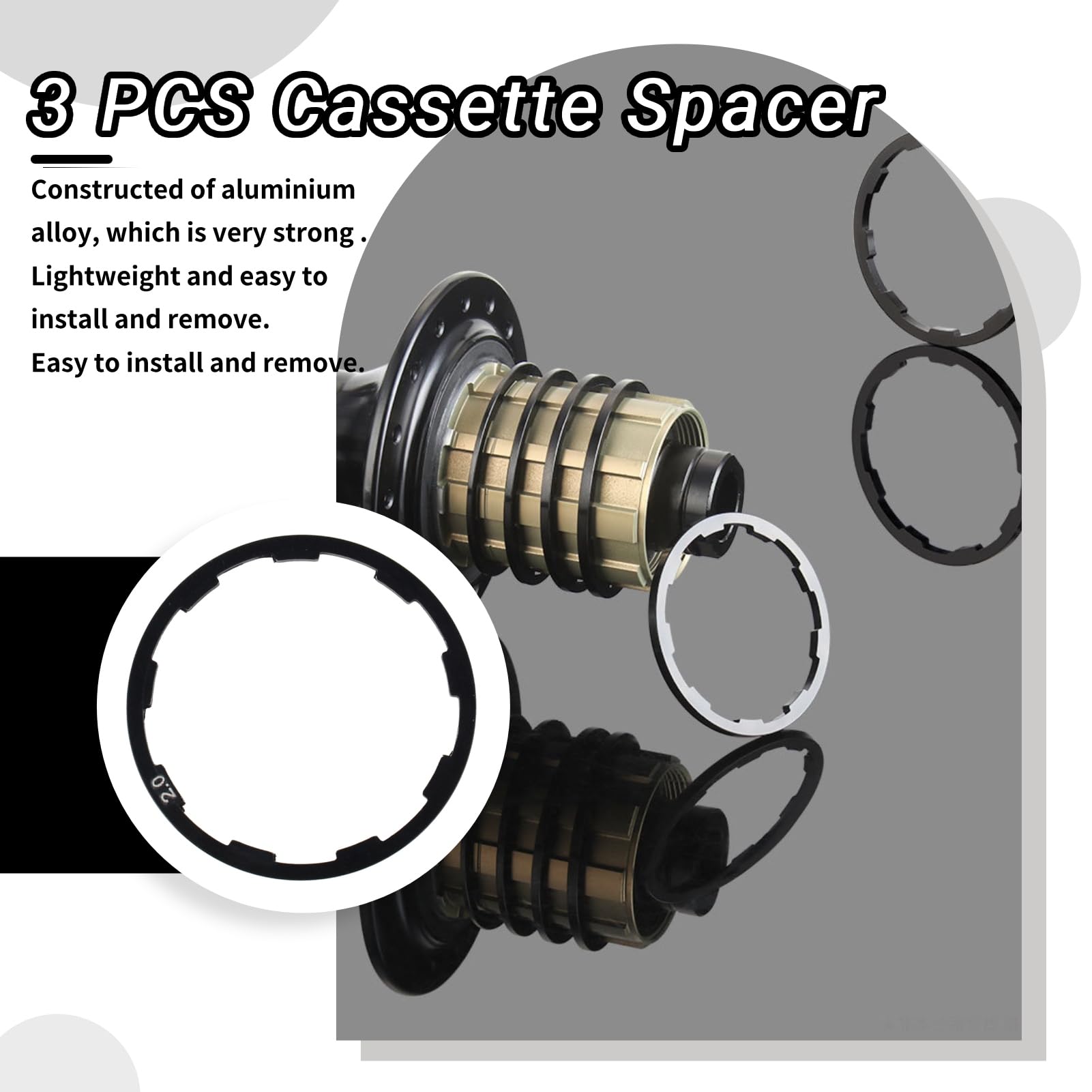 3 PCS Cassette Spacer, 1mm 1.5mm 2mm Hub Bottom Bracket Flywheel Washer Spacer Bottom Bracket Axle for Road Bike Cycling Flywheel