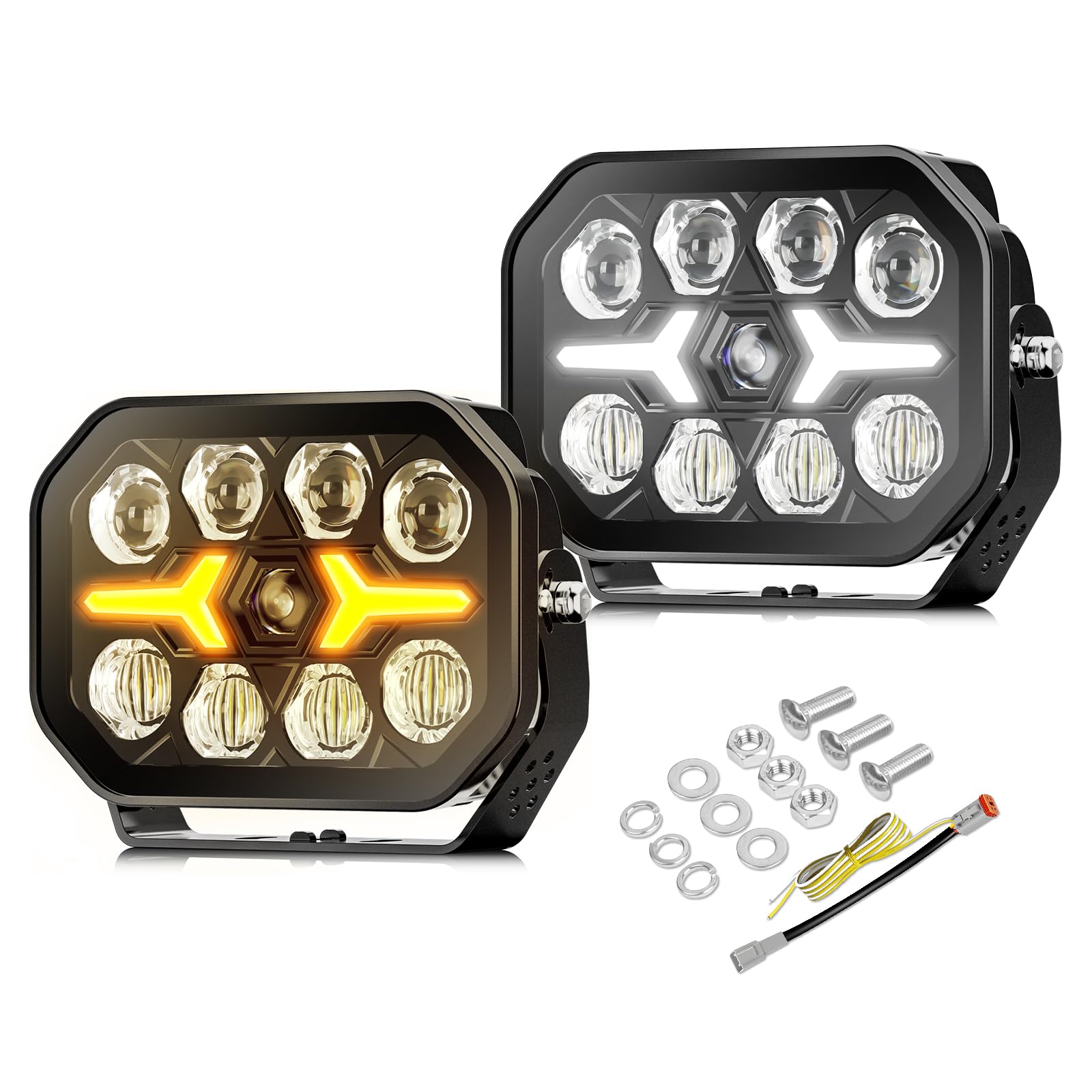 CO LIGHT 2pcs Luces de trabajo LED 6500K largo alcance, para tractores y maquinaria agrícola, 12V, 24V