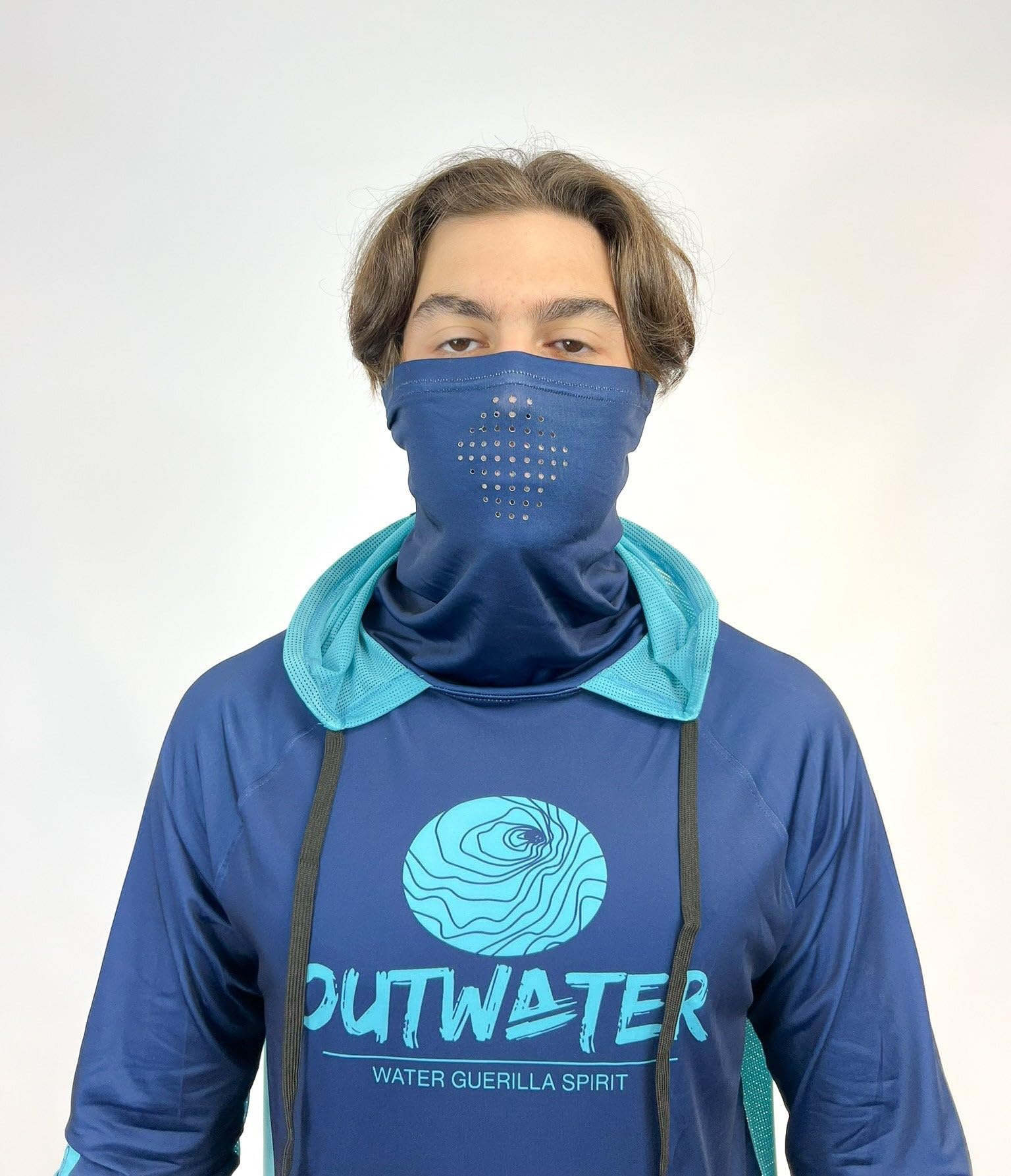 OUTWATER Guerilla – Camiseta de pesca para hombre, protección solar, antirrayos UV con capucha UPF50+ | Pesca, Kayak, Paddle, Outdoor