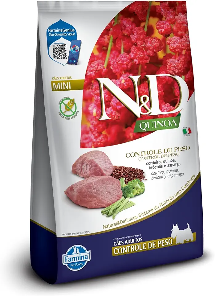N&D Quinoa Controle de Peso para Cães Adultos de Raças Mini e Pequenas Sabor Cordeiro 2,5Kg