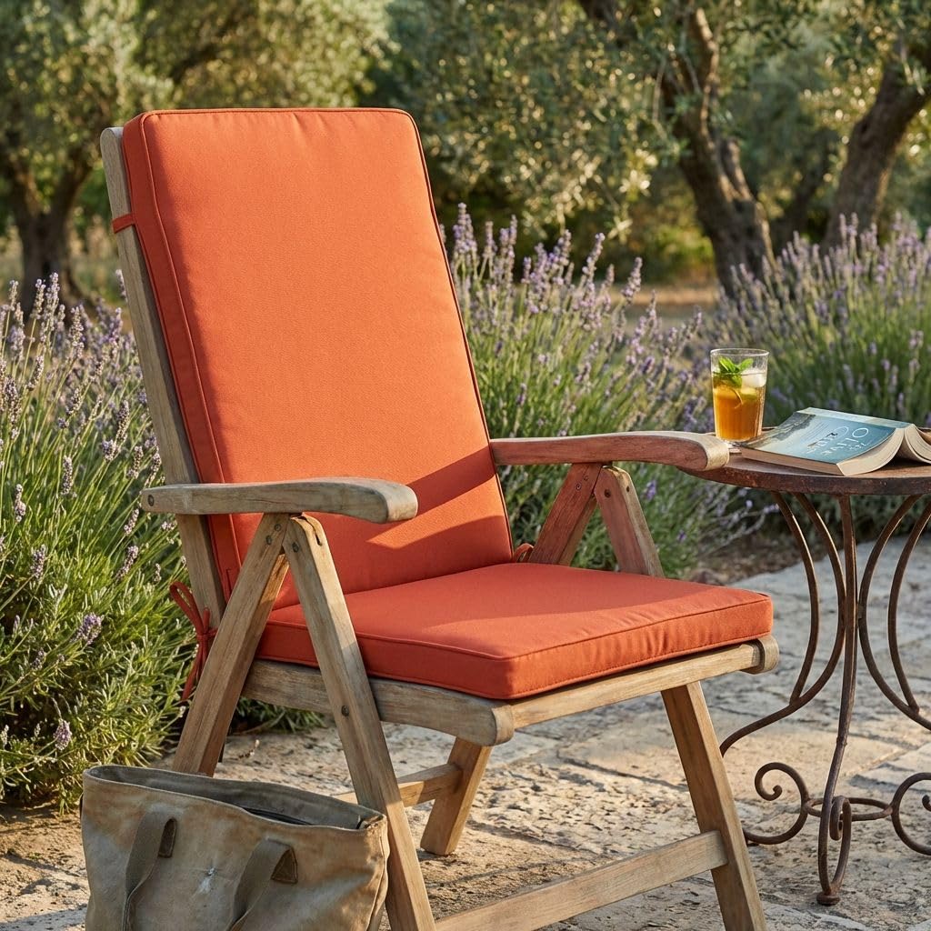 milani home - cuscino medio seduta e schienale, Sanaty, sfoderabile con lacci, poliestere, arancione, 90 x 40 x 4 cm