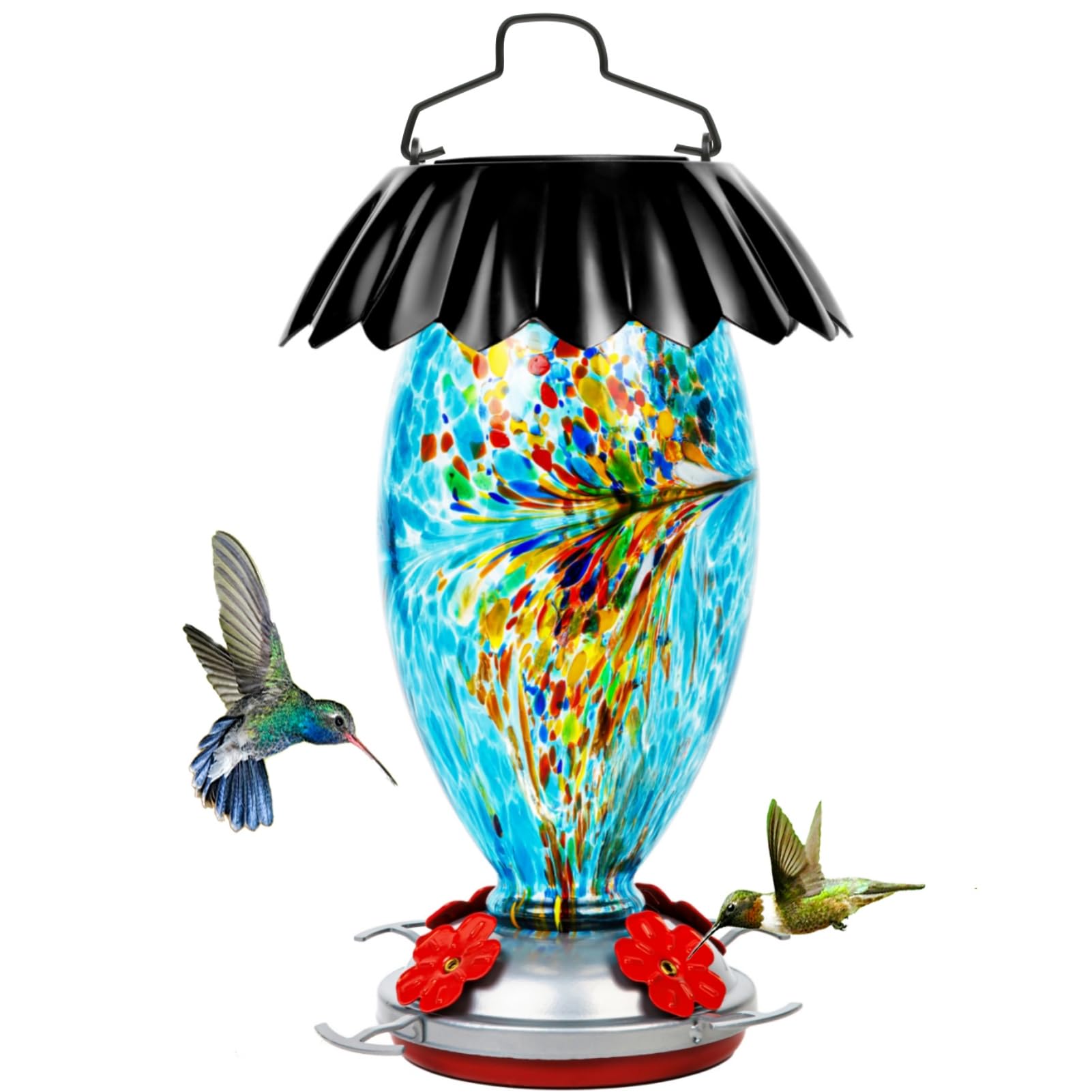 REZIPO Solar Hummingbird Feeder 32 Oz Blue