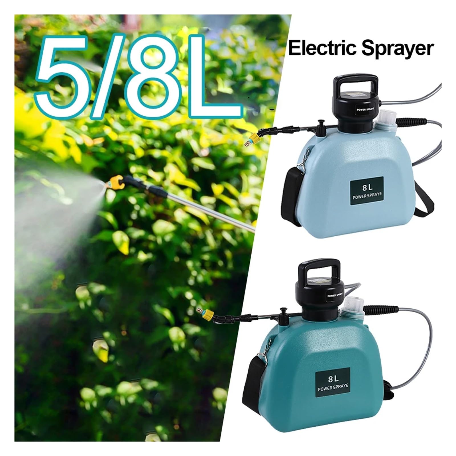Spruzzatore elettrico, Spruzzatore elettrico con irrigatore da 5 litri, annaffiatoio for attrezzi agricoli, spruzzatore d'acqua nebulizzato bottiglia di irrigazione ricaricabile USB(Blauw)