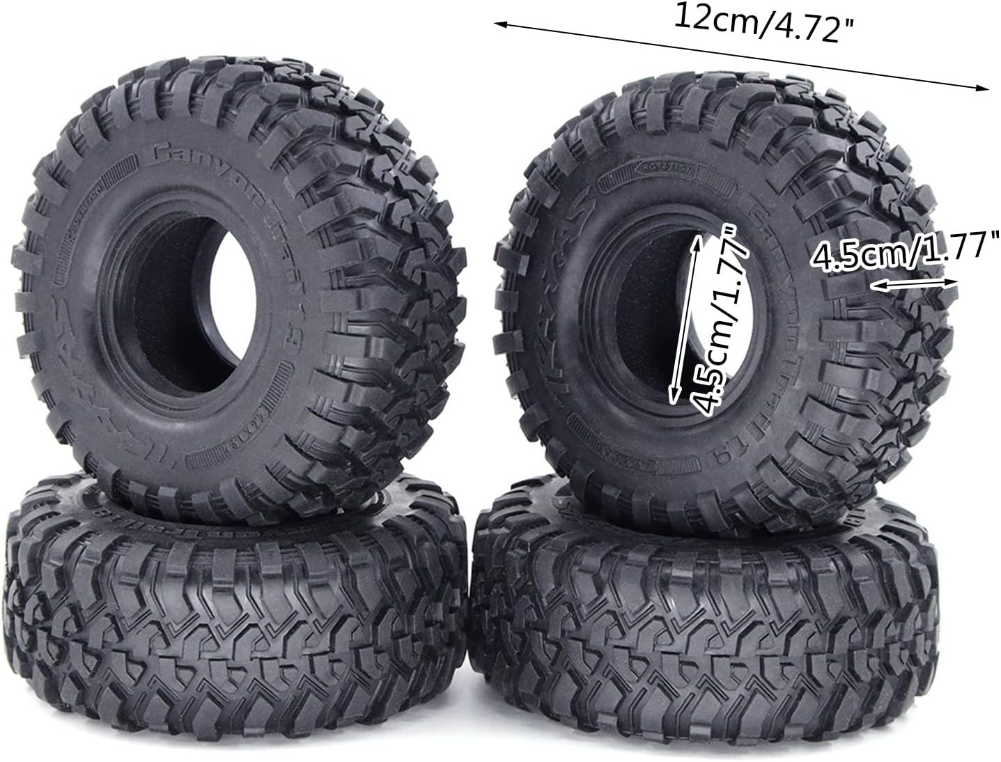 Traxxas TRX-4 Pre-Mounted Canyon Trail 1.9" Crawler Tires (Satin Chrome)  (2) [TRA8179X] - AMain Hobbies 4PCS 1.9 "120mm 1/10キャニオンズトレイル105RIMS TRX6＃8 174ラバータイヤ用のスケールタイ
